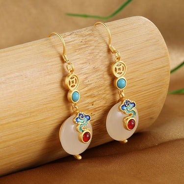 Feng Shui Coins Wealth Jade Earrings-Your Soul Place